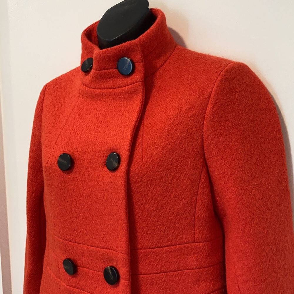 Ann Taylor Orange Double Breasted Coat XSP